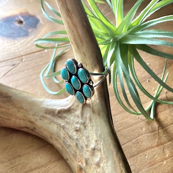 Sterling Silver Turquoise Ring Santa Fe Style Size 6 - Picture 6 of 15